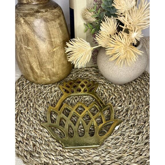 Brass Pineapple 70's Trivet by Virginia - Picture 4 of 6